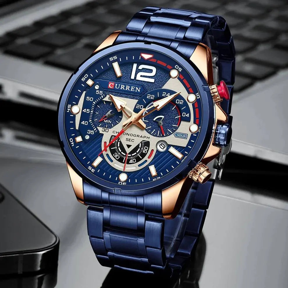 Reloj Curren negro + Curren Azul #969 Gregor-accesorios