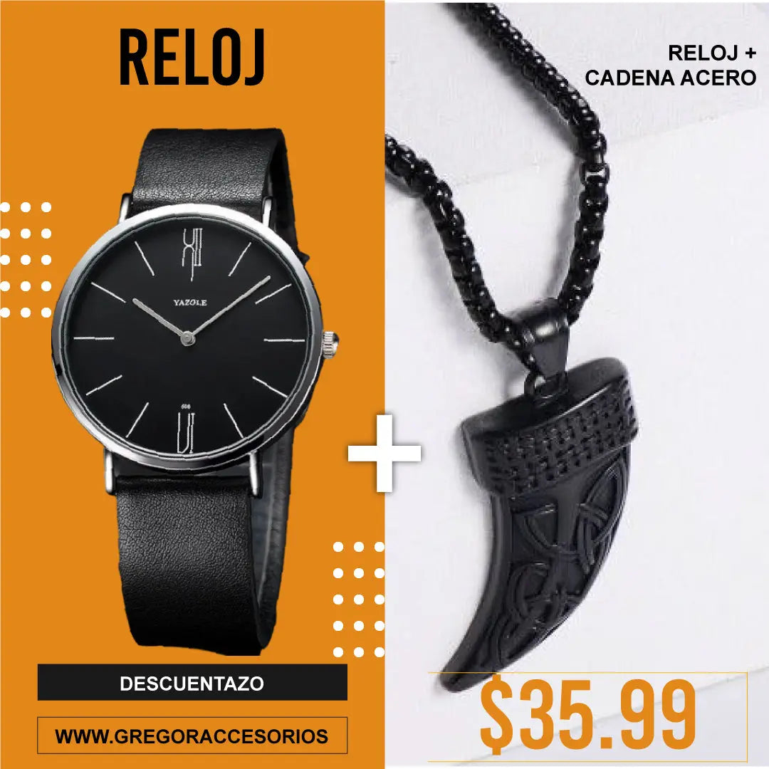 Reloj Yazole+ Cadena Colmillo #952 Gregor-accesorios